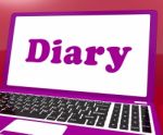 Diary Laptop Shows Online Planning Or Scheduler Stock Photo