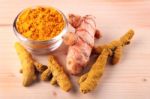 Ginger And Turmeric Powder Stock Photo