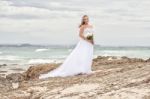 Bride At Snapper Rock Beach In New South Wales Stock Photo