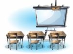 Cartoon  Illustration Interior Classroom With Separated Layers Stock Photo