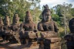 Giants In Angkor Thom Stock Photo