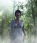 3d Illustration Of Ghost Woman In The Lake,scary Background Stock Photo