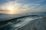 Seascape In Twilight.  Sea Joining With The Lake Stock Photo