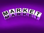 Market Blocks Indicate Retail Promotions Or Forex Trading Stock Photo