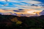 Sunset On Mountain Stock Photo