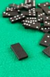 Dominos On Green Baize Casino Stock Photo