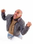 Excited Young Man Posing Stock Photo