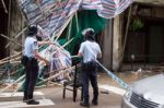 Police Isolating An Area Of Debris Stock Photo