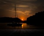 Scenery Of The Wooden Pier In Early Morning Stock Photo