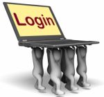 Login Characters Laptop Shows Website Signing In Or Enter Stock Photo