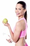 Healthy Woman Looking Over Her Shoulder Stock Photo