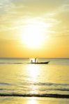 Fishermen Fishing Boat On Sea Stock Photo