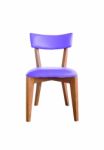 Purple Leather Chair Isolated On White With Clipping Path Stock Photo