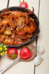 Fresh Seafoos Stew On An Iron Skillet Stock Photo