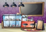 Cartoon  Illustration Interior Cafe Room With Separated Layers Stock Photo