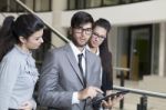 Businessman Working On The Digital Tablet Stock Photo