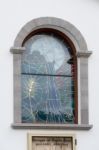 Stained Glass Window Church Of The Holy Sprit In Los Gigantes Te Stock Photo