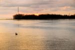 Sea At Sunset From Sarasin Bridge Stock Photo