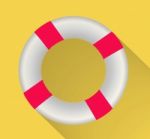 Lifebuoy Flat Icon With Long Shadow Stock Photo