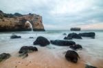 Beautiful Albandeira Beach, Algarve, Portugal Stock Photo