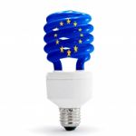 European Flag On Energy Saving Lamp Stock Photo