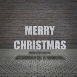 Merry Christmas, Grunge Concrete Wall And Old Pavement Stock Photo