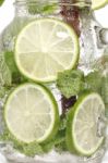 Lime Soda Mint Rosemary Fresh Drink Summer Refreshment Stock Photo