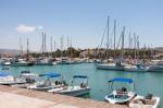 Assortment Of Boats In The Harbour At Latchi Stock Photo