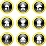 Home Icon Set Stock Photo