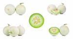 Collection Honeydew Melon On White Background Stock Photo