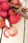 Fresh Rambutan Fruits Stock Photo