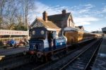 Bluebell Steam Train Arriving At Sheffield Park Station Stock Photo