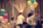 Blurred People In The Banquet Room Stock Photo