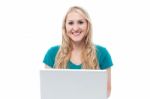 Charming Lady Using Laptop Stock Photo