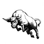 Freehand Sketch Illustration Of Charging Bull Stock Photo