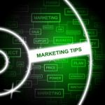Marketing Tips Shows Email Lists And Advertising Stock Photo