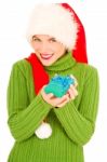 Woman With Gift Stock Photo