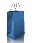 Blue Crumpled Paper Bag Stock Photo