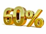 3d Gold 60 Sixty Percent Discount Sign Stock Photo