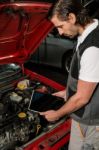 Car Mechanic Using Digital Tablet Stock Photo