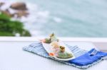 Vietnamese Spring Rolls With Vegetables And Coriander On A Plate Stock Photo