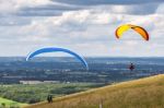 Devils Dyke, Brighton/sussex - July 22 : Paragliding At Devil's Stock Photo