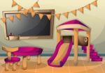 Cartoon  Illustration Interior Kid Room With Separated Layers Stock Photo