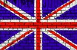 Uk Flag On Brick Wall Stock Photo