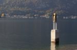 Statue Of San Nicolo In Lake Como Stock Photo