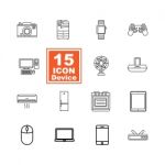 Device Icon Set On White Background Stock Photo