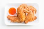 Fried Chicken Wings With Fish Sauce Stock Photo