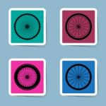 Bicycle Wheel Icon Set Stock Photo