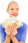 Girl Holding Money Stock Photo