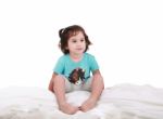 Toddler Girl In Bed Stock Photo